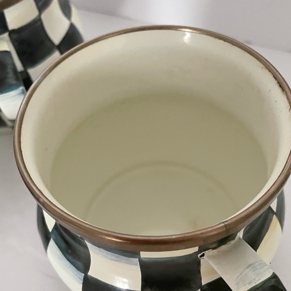 Mackenzie-Childs Courtly Check Coffee Mugs or Teacups Black & White Set of 4 - Picture 5 of 5